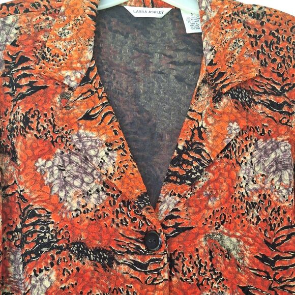 Laura Ashley Slinky Button Front Blouse Stretch Brocade Top Shacket Lined VTG S - Picture 10 of 12